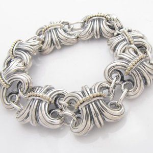 Lagos Caviar Wheat Style 18K Yellow Gold & Sterling Bracelet